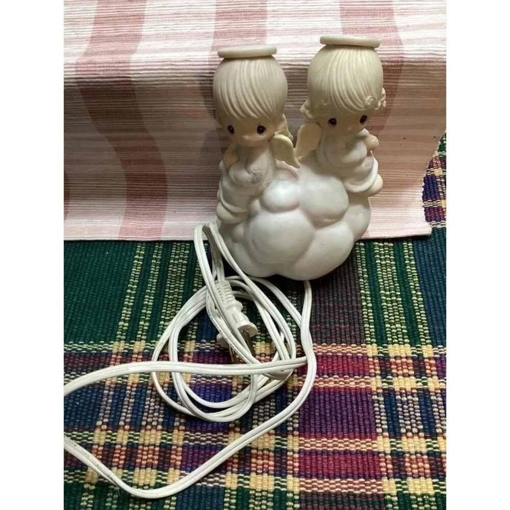 Precious Moments My Guardian Angels Ceramic Night Light 1984 Nursery Decor